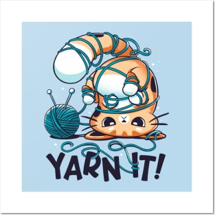 Yarn It! - Cute Silly Cat Posters and Art